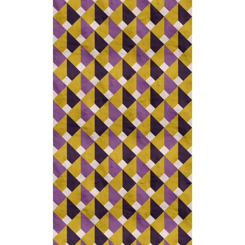 Fototapete 3D-Raute Lila Gelb - Geometrisches Muster mit optischer Tiefe - livingwalls Vliestapete erweiterbar (398491)