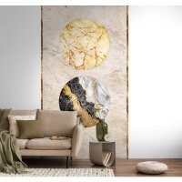 Fototapete Abstrakte Kunst Gold Schwarz Beige -...