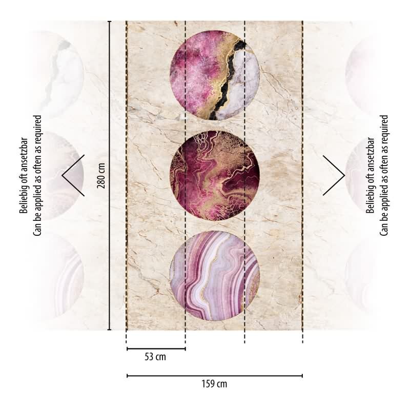 Fototapete Marmor-Kreise Rosa Violett Beige - Abstrakte Steinoptik modern - livingwalls Vliestapete erweiterbar (398511)