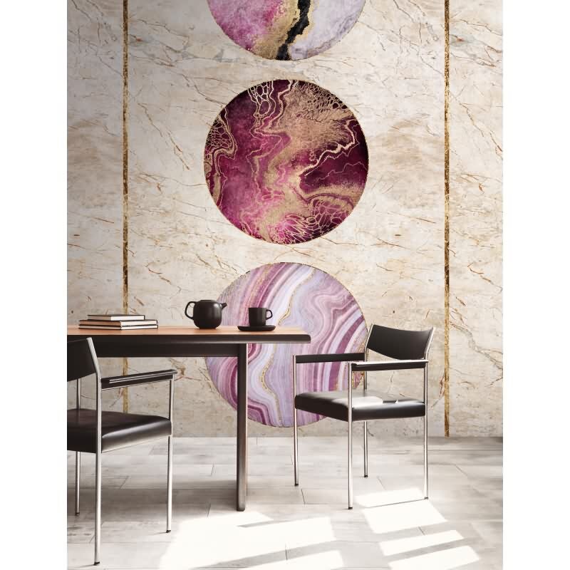 Fototapete Marmor-Kreise Rosa Violett Beige - Abstrakte Steinoptik modern - livingwalls Vliestapete erweiterbar (398511)