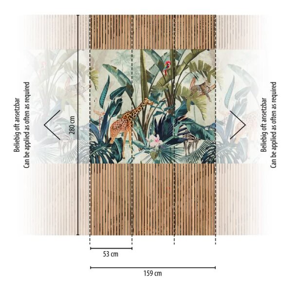 Fototapete Pflanzenmotiv auf Holzoptik Braun Grün - Exotisches Wandbild Natur - livingwalls Vliestapete erweiterbar (398531)