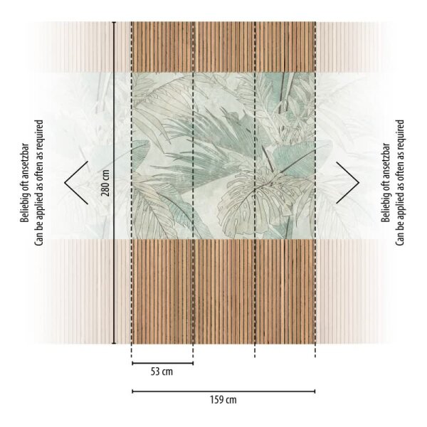 Fototapete Palmblatt auf Holzoptik Grün Braun - Naturmotiv modern interpretiert - livingwalls Vliestapete erweiterbar (398541)