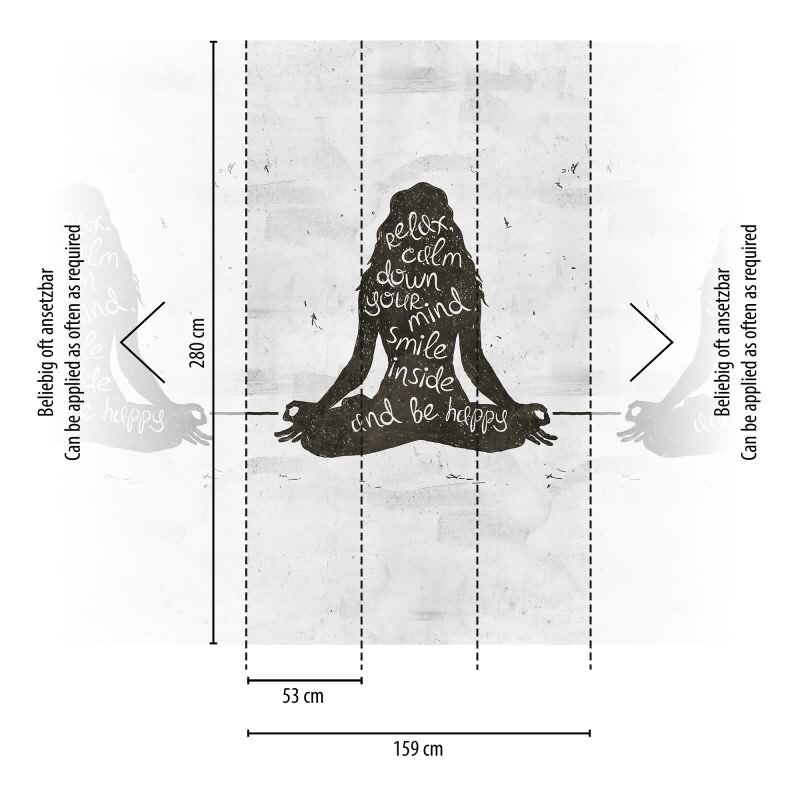 Fototapete Yoga-Silhouette Schwarz Weiß - Meditatives Motiv mit Mandala-Element - livingwalls Vliestapete erweiterbar (398561)