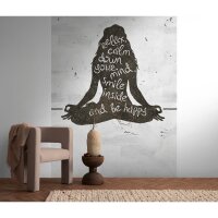 Fototapete Yoga-Silhouette Schwarz Wei&szlig; -...