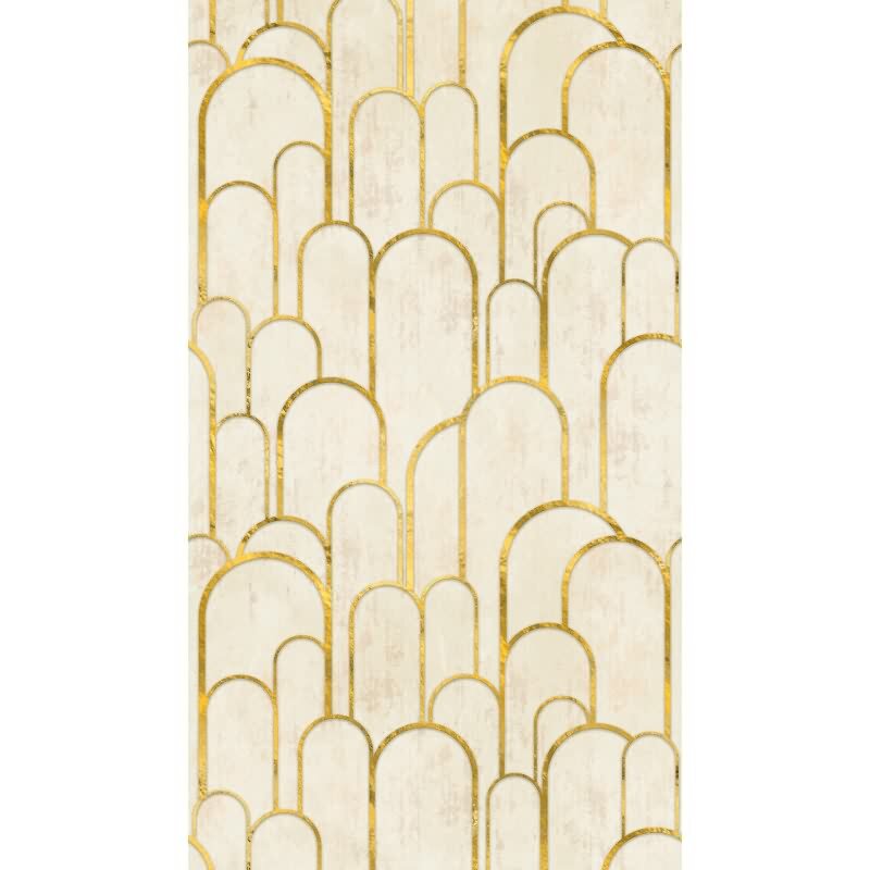 Fototapete Bogenmuster Gold Beige - Elegantes Linien-Design mit Glanzoptik - livingwalls Vliestapete erweiterbar (398571)