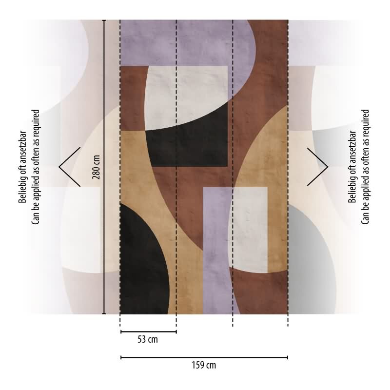 Fototapete Abstrakte Formen Braun Lila Schwarz - Modernes Design mit Retro-Charme - livingwalls Vliestapete erweiterbar (398591)