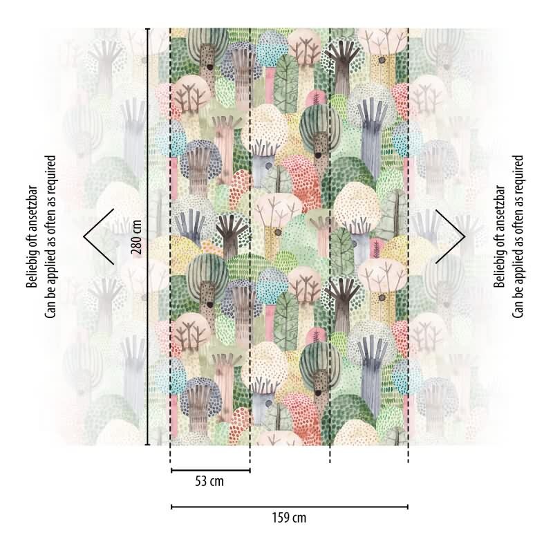 Fototapete Bunte Bäume Aquarelloptik - Verspieltes Naturmotiv modern - livingwalls Vliestapete erweiterbar (398611)