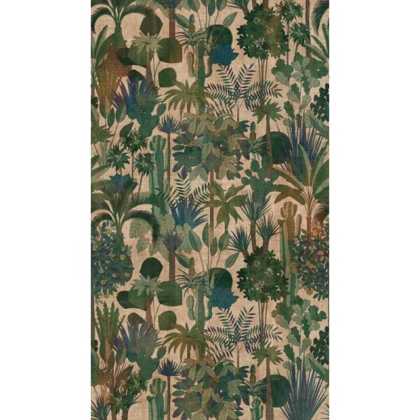 Fototapete Dschungel-Muster Grün Braun - Blätteroptik mit exotischem Flair - livingwalls Vliestapete erweiterbar (398631)