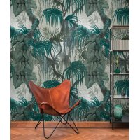 Fototapete Tropische Bl&auml;tter T&uuml;rkis Grau -...