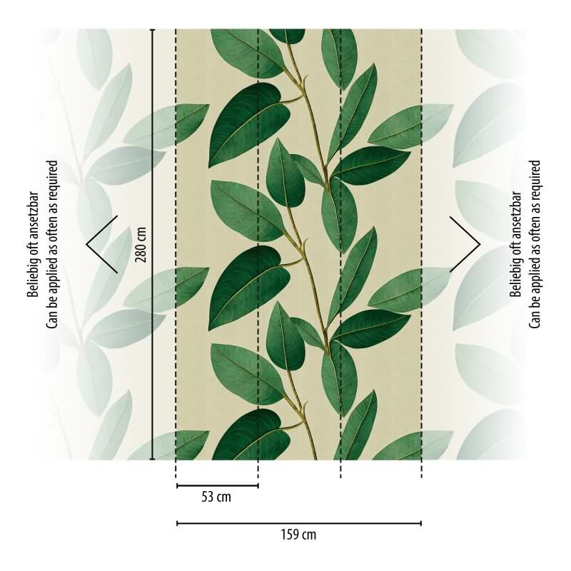 Fototapete Blattmotiv Grün Beige - Modernes Naturdesign mit großen Blättern - livingwalls Vliestapete erweiterbar (398661)
