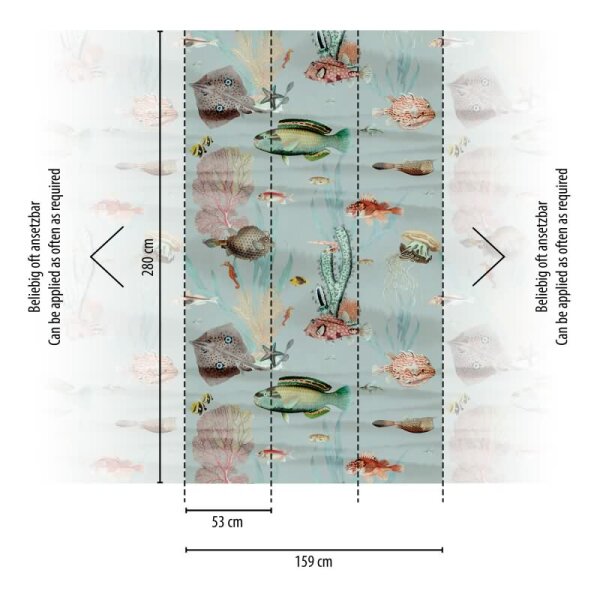 Fototapete Gemüse Aquarelloptik Bunt Blau - Frisches Küchenmotiv mit Retro-Charme - livingwalls Vliestapete erweiterbar (398721)