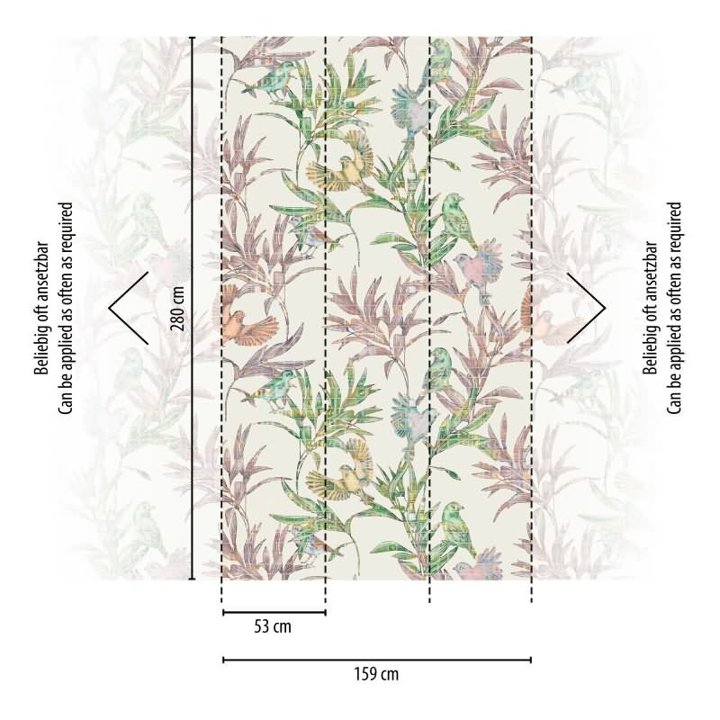 Fototapete Florale Zeichnung Rosa Grün - Handgezeichnete Blumenranken verspielt - livingwalls Vliestapete erweiterbar (398791)