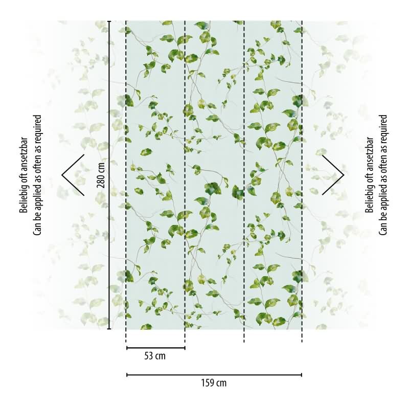 Fototapete Rankenmuster Hellgrün Weiß - Zarte Blätter auf hellem Hintergrund - livingwalls Vliestapete erweiterbar (398801)