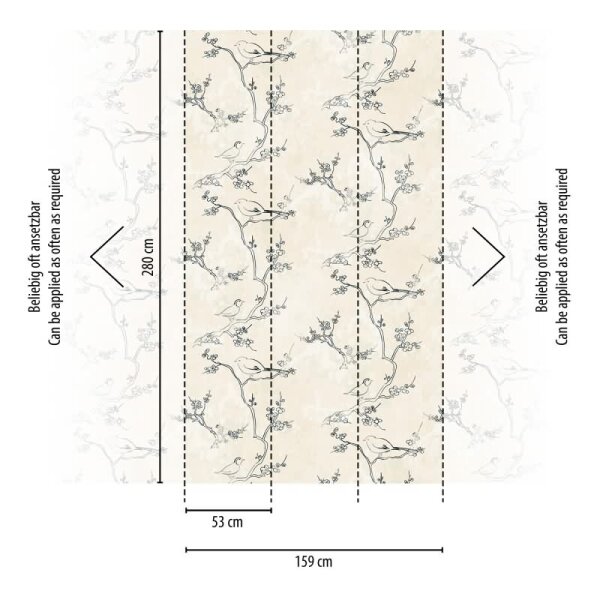 Fototapete Magnolien Zweige Beige Grün - Zartes florales Muster klassisch - livingwalls Vliestapete erweiterbar (398841)