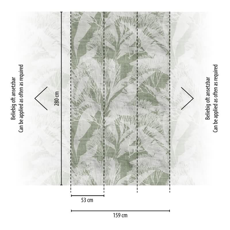Fototapete Dschungelblätter Grün Weiß - Tropisches Blättermuster in Aquarelloptik - livingwalls Vliestapete erweiterbar (398851)