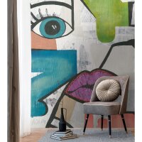 Fototapete Abstraktes Gesicht Bunt - Pop-Art inspiriertes...