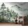 Fototapete Wald und Berge Aquarell Grün Grau - Sanfte Naturkulisse mit Nebel - livingwalls Vliestapete (398991)