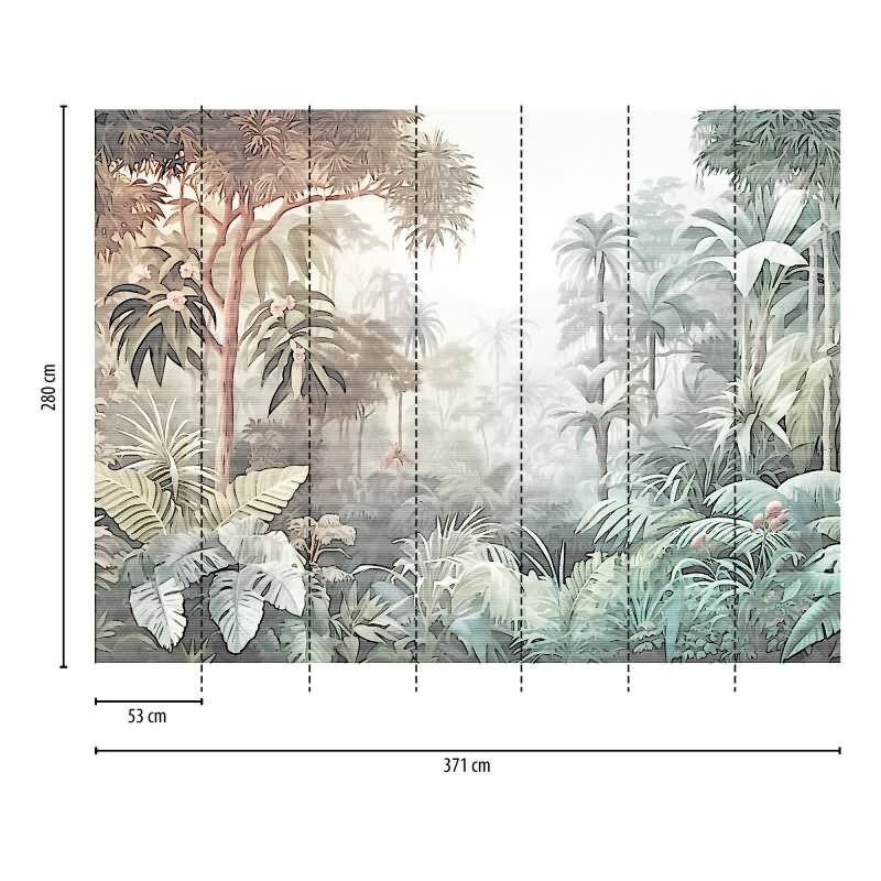 Fototapete Tropischer Dschungel Pastell - Sanftes Urwaldmotiv in Aquarelloptik - livingwalls Vliestapete (399011)