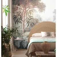 Fototapete Tropischer Dschungel Pastell - Sanftes...