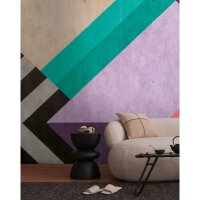 Fototapete Geometrisch Bunt Holzoptik - Moderne Linien in...