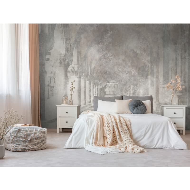 Fototapete Allee mit Bäumen Sepiaoptik - Klassische Landschaft mit Tiefenwirkung - livingwalls Vliestapete (399151)