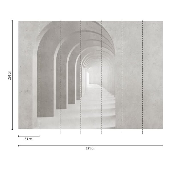 Fototapete 3D Bögen Grau - Moderne Tunneloptik mit Lichttiefe - livingwalls Vliestapete in Steinstruktur (399161)