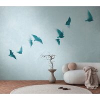 Fototapete fliegende V&ouml;gel T&uuml;rkis Hellblau -...