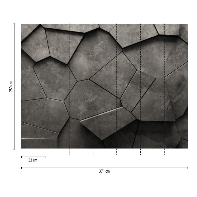 Fototapete 3D-Optik Betonstruktur Dunkelgrau - Geometrisches Wandmotiv - livingwalls Vliestapete modern (399241)