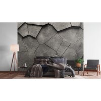 Fototapete 3D-Optik Betonstruktur Dunkelgrau -...