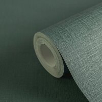 Unitapete Leinenoptik Dunkelpetrol - livingwalls...