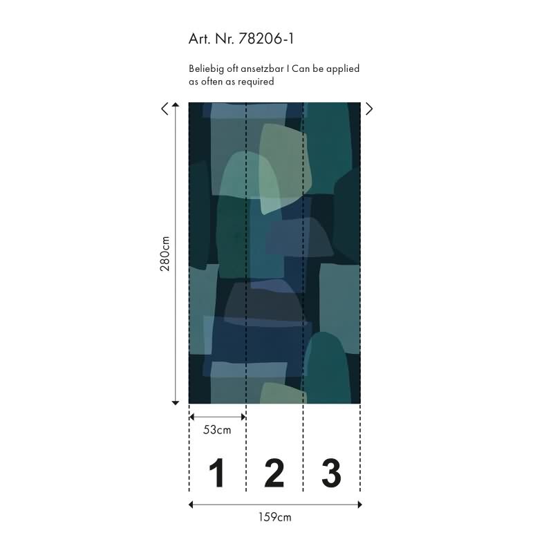 Design livingwalls Vliestapete Blau-Grün - Wandbild 280x159 cm - Abstrakte Formen in Petrol & Navy - moderne Wandgestaltung (782061)