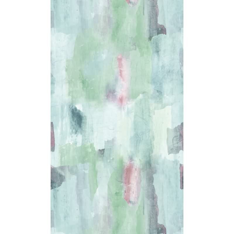 Aquarell livingwalls Vliestapete in Grün-Rosa - Wandbild 280x159 cm - Sanfte Wasserfarben für ruhige Wohnwelten (782071)