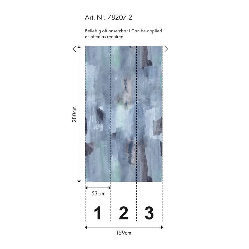 Aquarell livingwalls Vliestapete in Blau-Grau - Wandbild 280x159 cm - Künstlerische Eleganz in kühlen Tönen (782072)