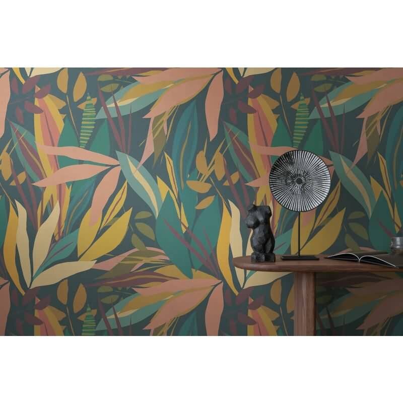 Tropische livingwalls Vliestapete Dschungel - Wandbild 280x159 cm - Intensive Farben mit exotischem Blätter-Mix (782091)