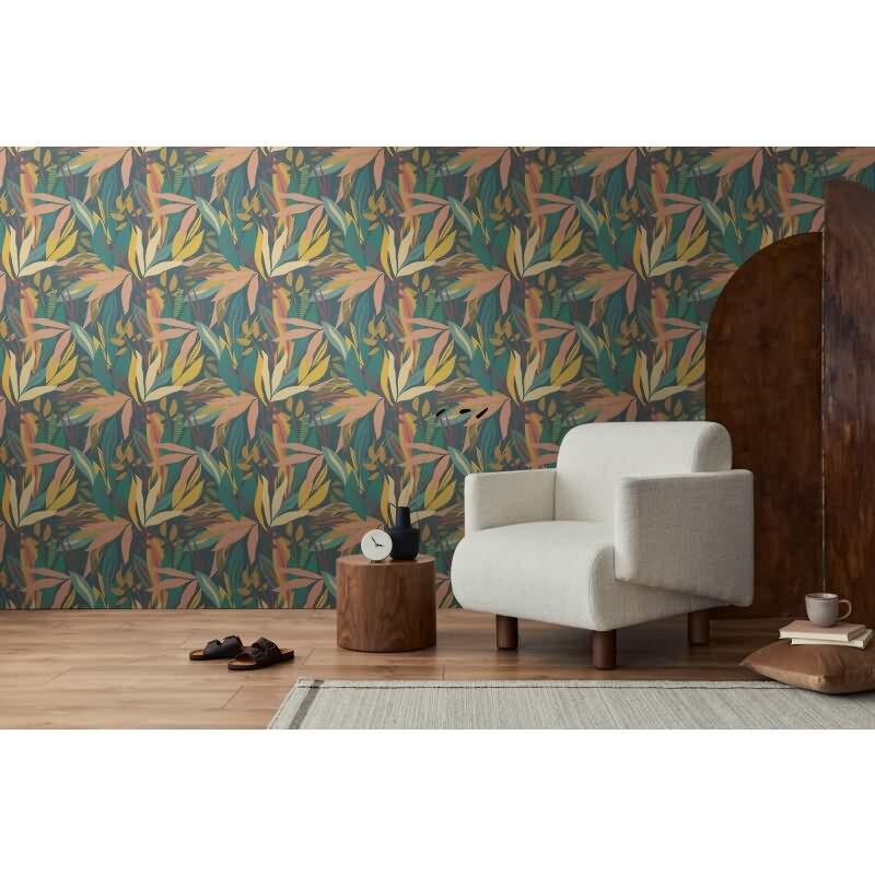 Tropische livingwalls Vliestapete Dschungel - Wandbild 280x159 cm - Intensive Farben mit exotischem Blätter-Mix (782091)