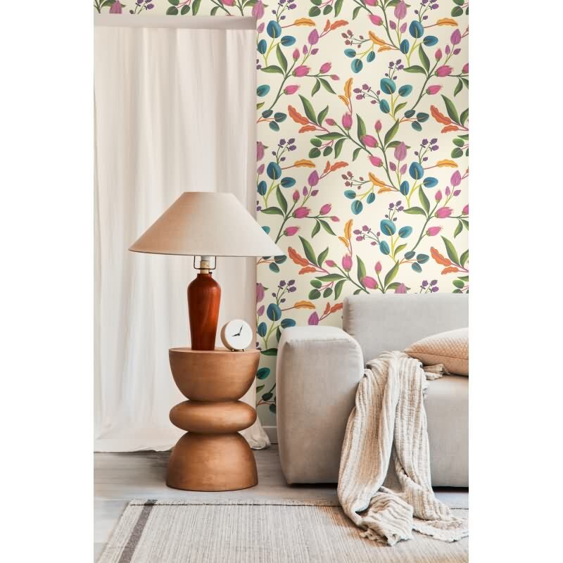 Verspielte livingwalls Vliestapete mit Blütenzweigen - florales Design auf hellem Grund (782111)