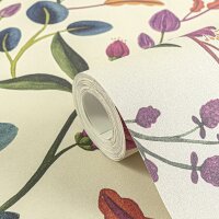Verspielte livingwalls Vliestapete mit Bl&uuml;tenzweigen...