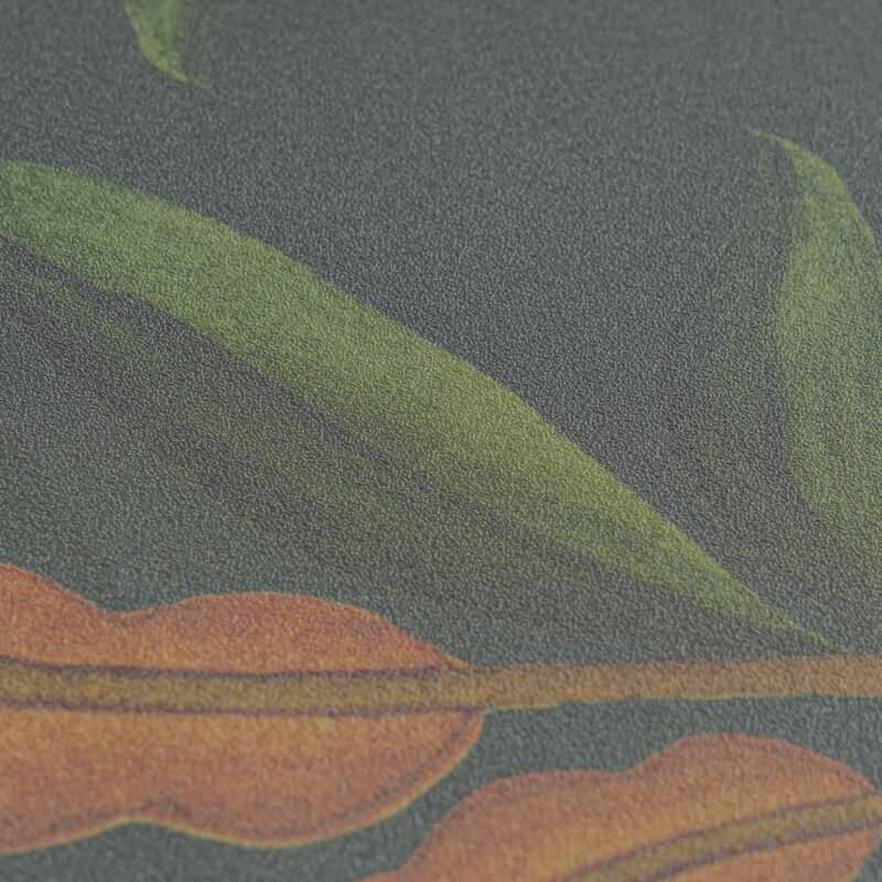 Elegante livingwalls Vliestapete mit herbstlichen Blüten - florales Muster auf dunklem Grund (782112)