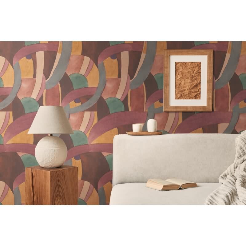Abstrakte livingwalls Vliestapete in warmen Retrofarben - künstlerisches Design mit Struktur (782141)