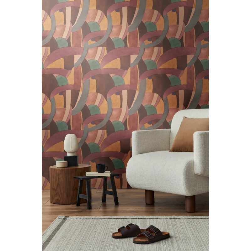 Abstrakte livingwalls Vliestapete in warmen Retrofarben - künstlerisches Design mit Struktur (782141)