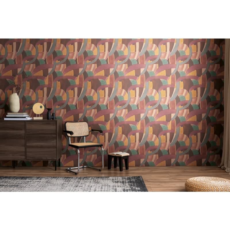Abstrakte livingwalls Vliestapete in warmen Retrofarben - künstlerisches Design mit Struktur (782141)