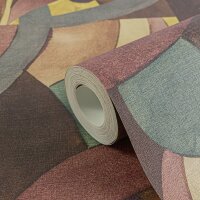 Abstrakte livingwalls Vliestapete in warmen Retrofarben -...