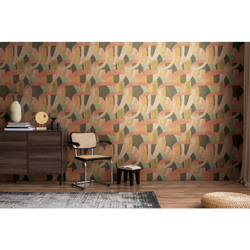 Abstrakte livingwalls Vliestapete in warmen Erdtönen - stilvolles Design für gemütliche Räume (782143)