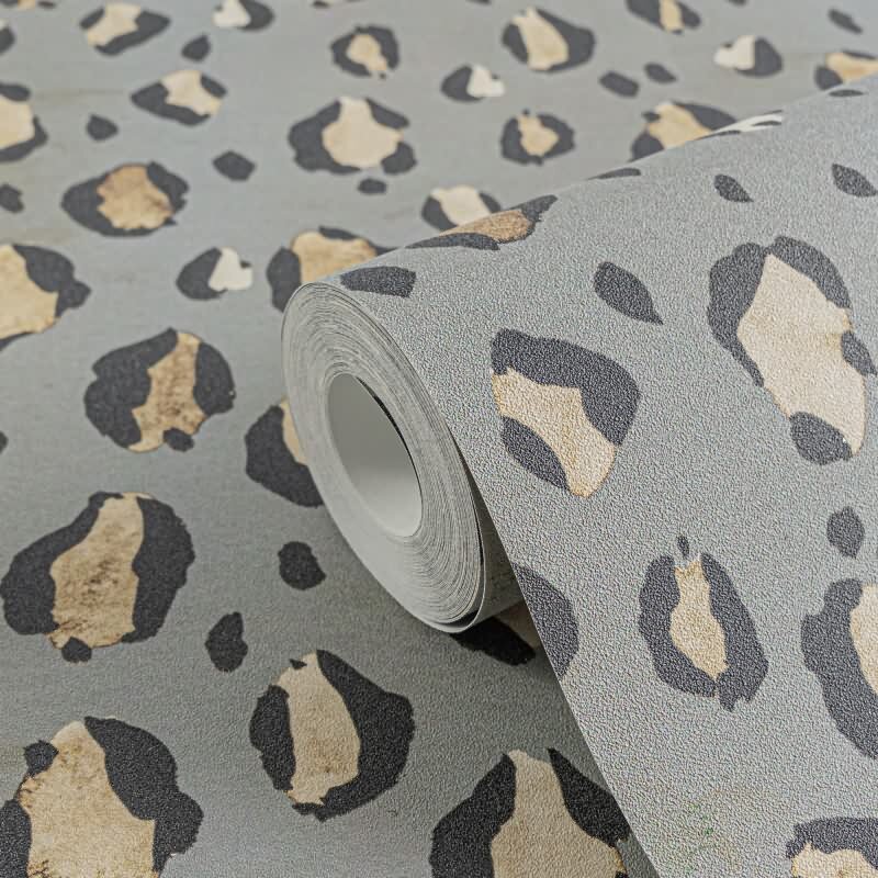 Leopardenmuster-Tapete auf Grau - Urban Wild Look für moderne Räume livingwalls (782162)