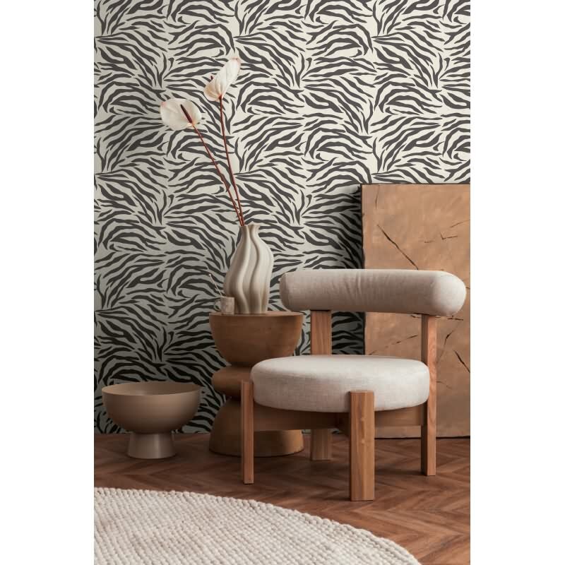 Zebramuster-Tapete in Schwarz-Weiß - Modern & Wild livingwalls (782171)