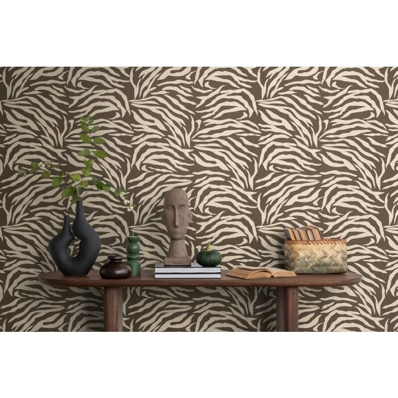 Zebramuster-Tapete in Braun - Natur trifft auf Design livingwalls (782172)