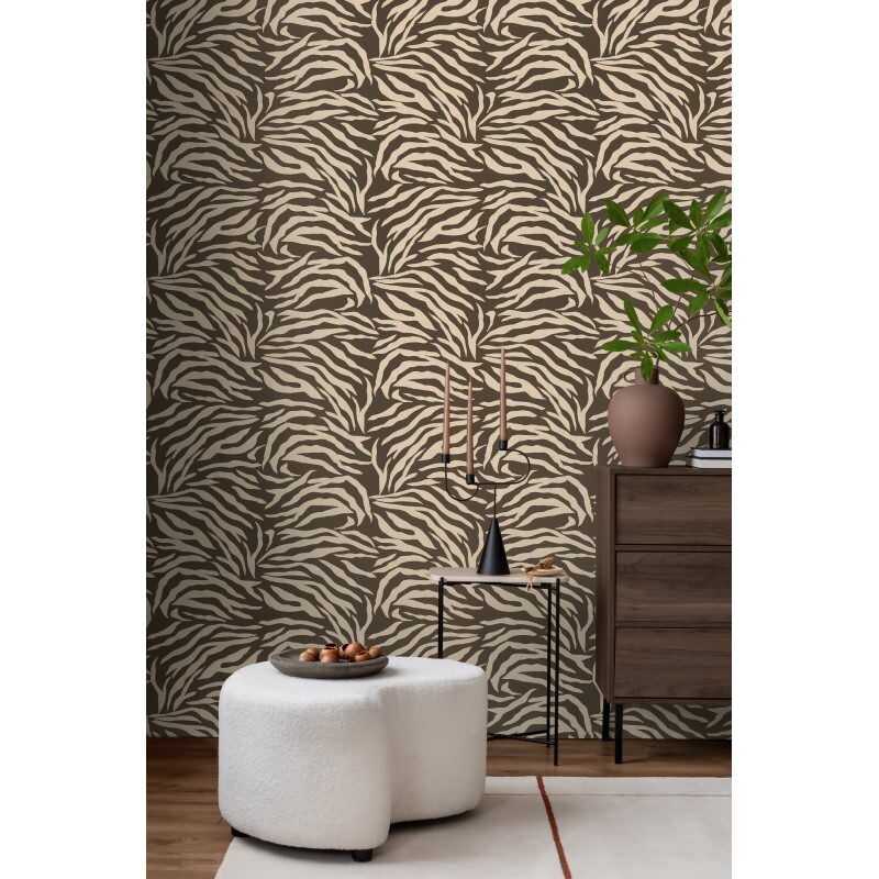 Zebramuster-Tapete in Braun - Natur trifft auf Design livingwalls (782172)
