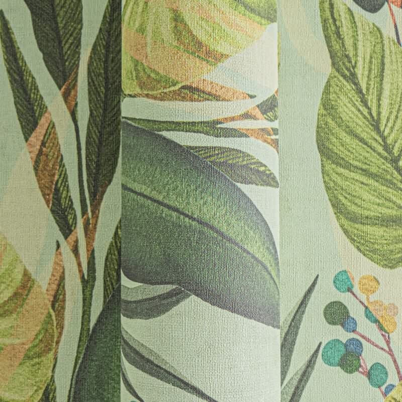 Tropische Tapete mit großflächigem Blattmotiv in Grüntönen auf mintgrünem Grund livingwalls (782191)