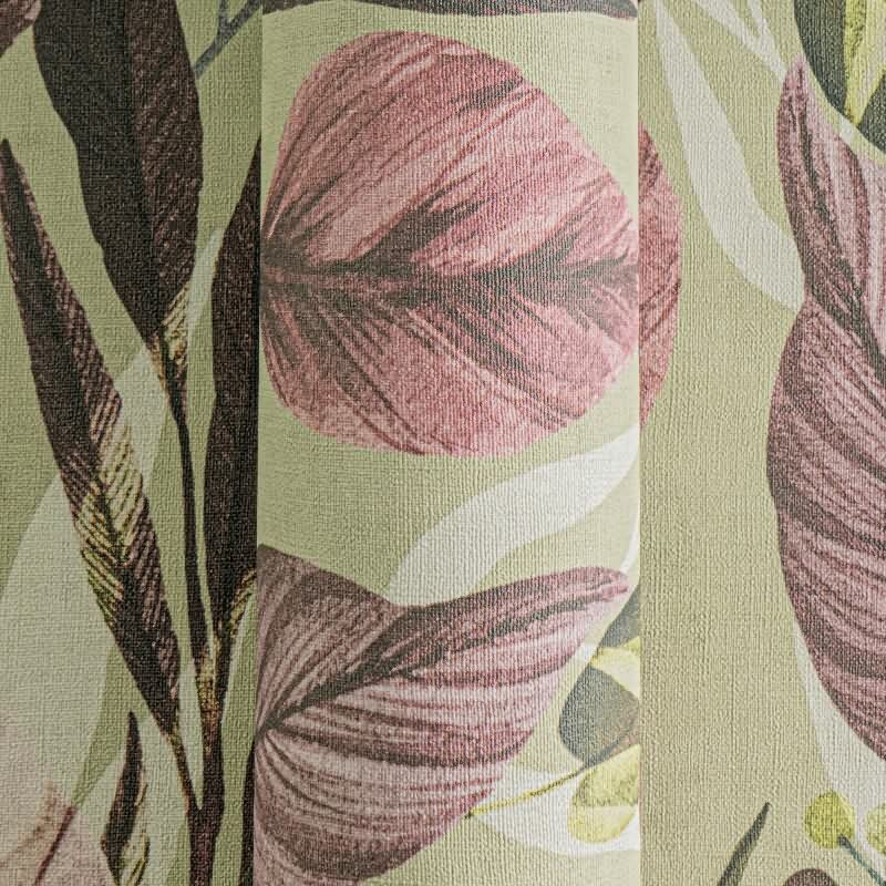 Tropische Tapete mit großem Blattmuster in Rosa- und Rottönen auf Beige livingwalls (782192)