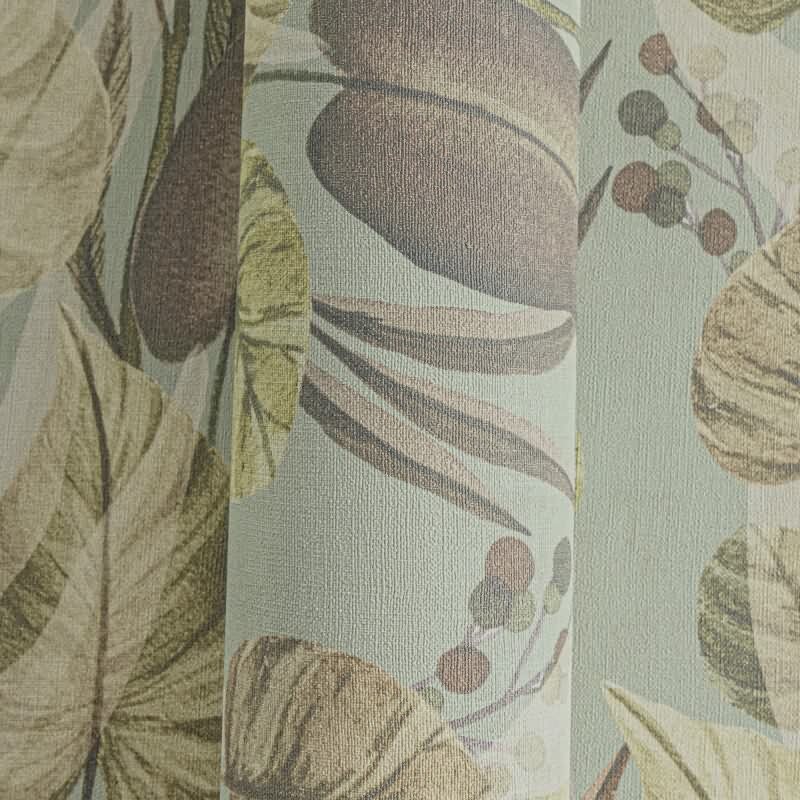 Tropische Tapete mit Blättern in Naturtönen auf Mintgrün livingwalls (782193)